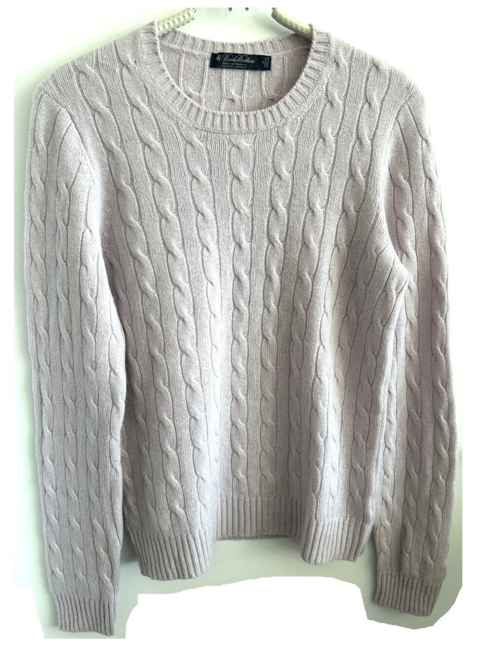 Brooks Brothers 100% Cashmere Cable Knit Mauve Sweater Sz M